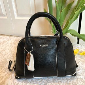 Black Coach leather purse with white trim